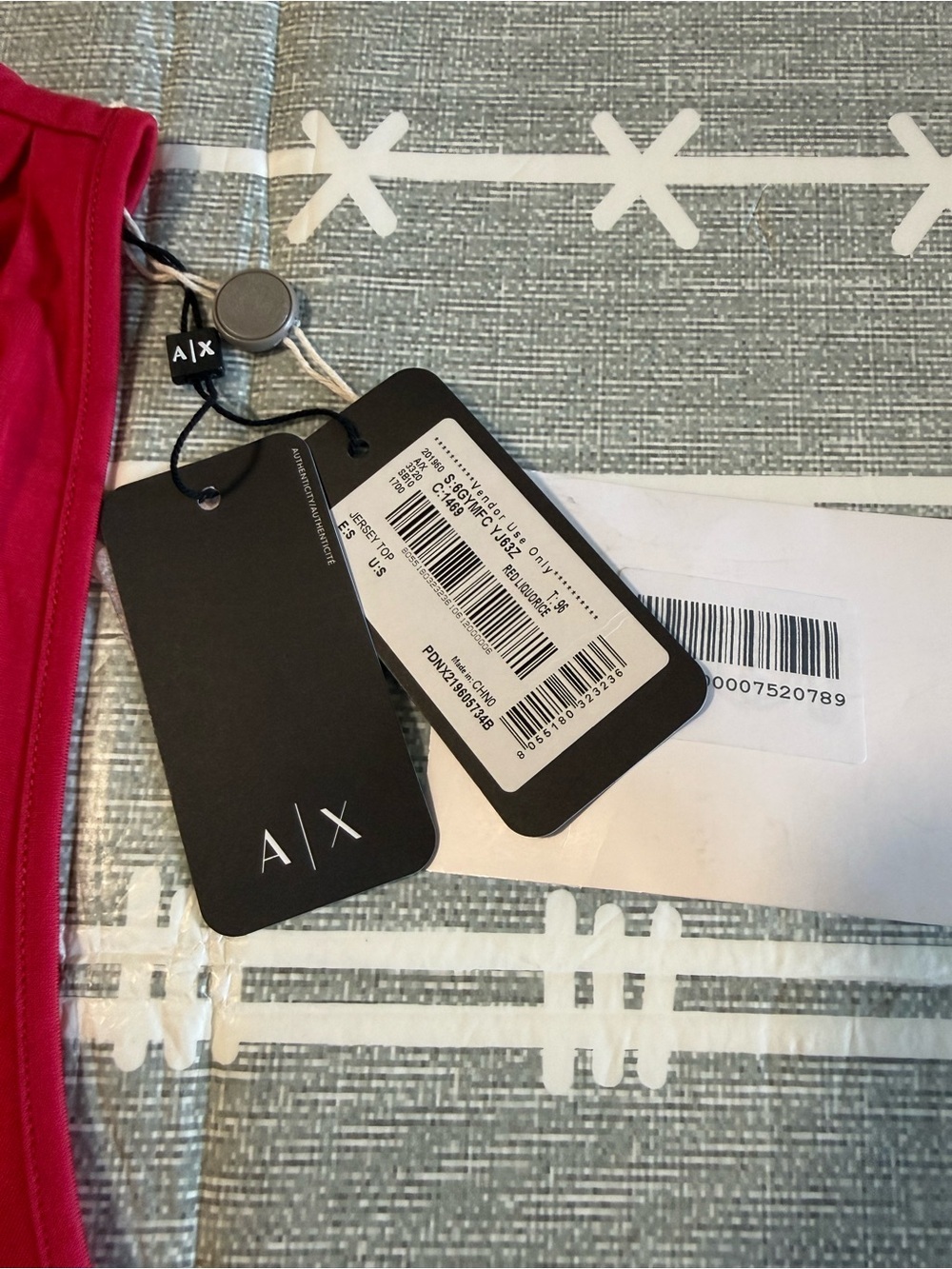 Armani Exchange A|X Red Liquorice Sleeveless V-Neck Top - Picture 10 of 10